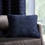 Lucca Midnight Eyelet Curtains and Cushion by Studio g